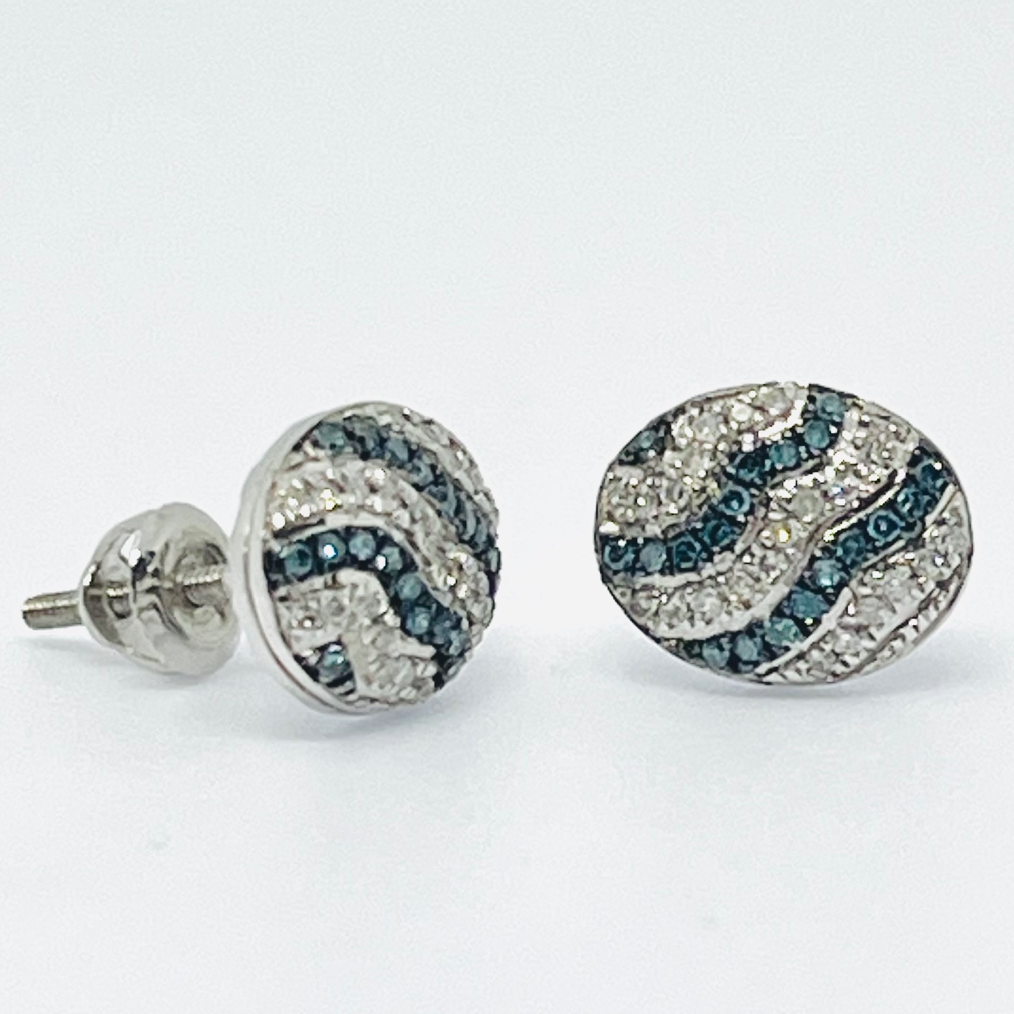 Blue Diamond Oval Fashion Earrings