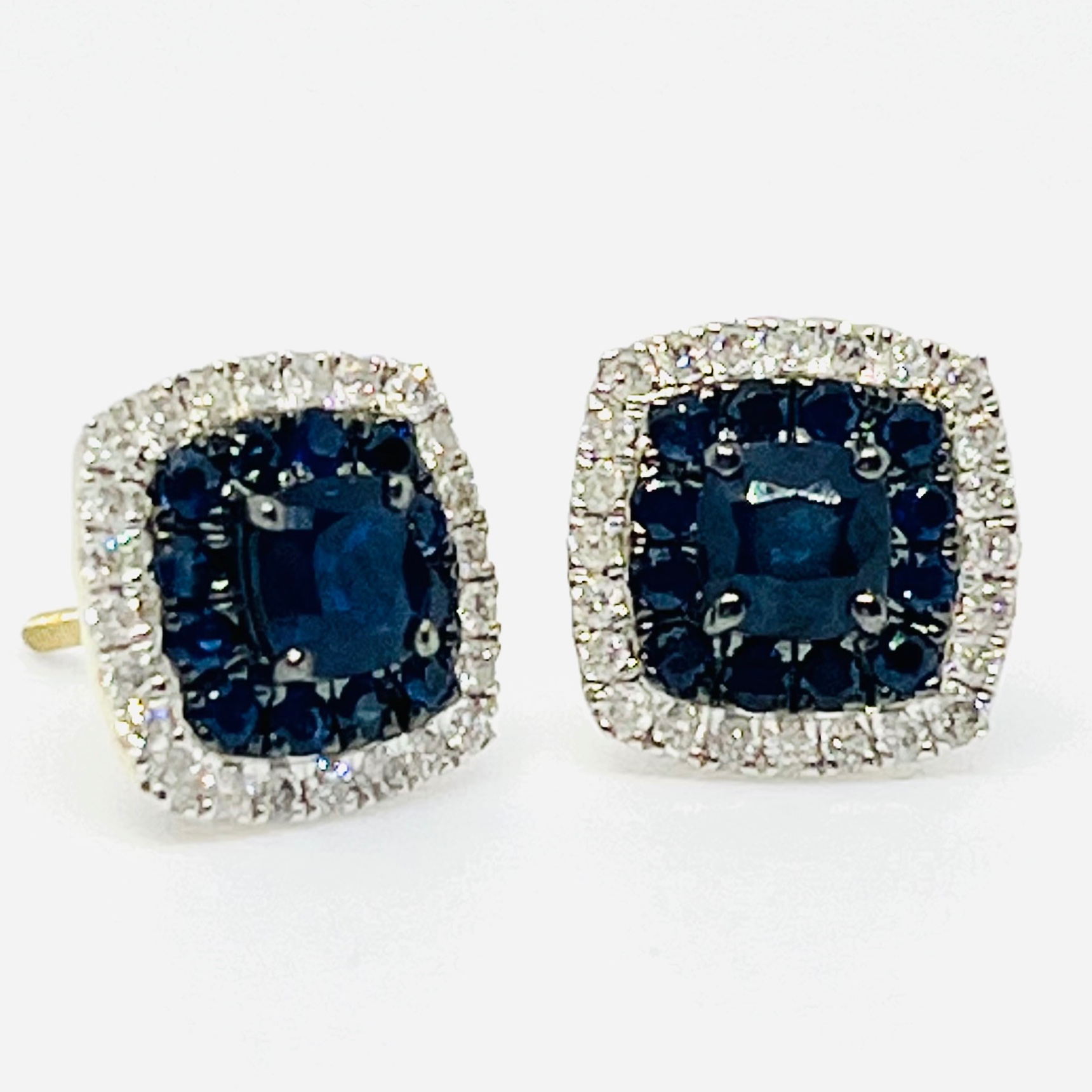 14K Sapphire Cushion Stud Earrings