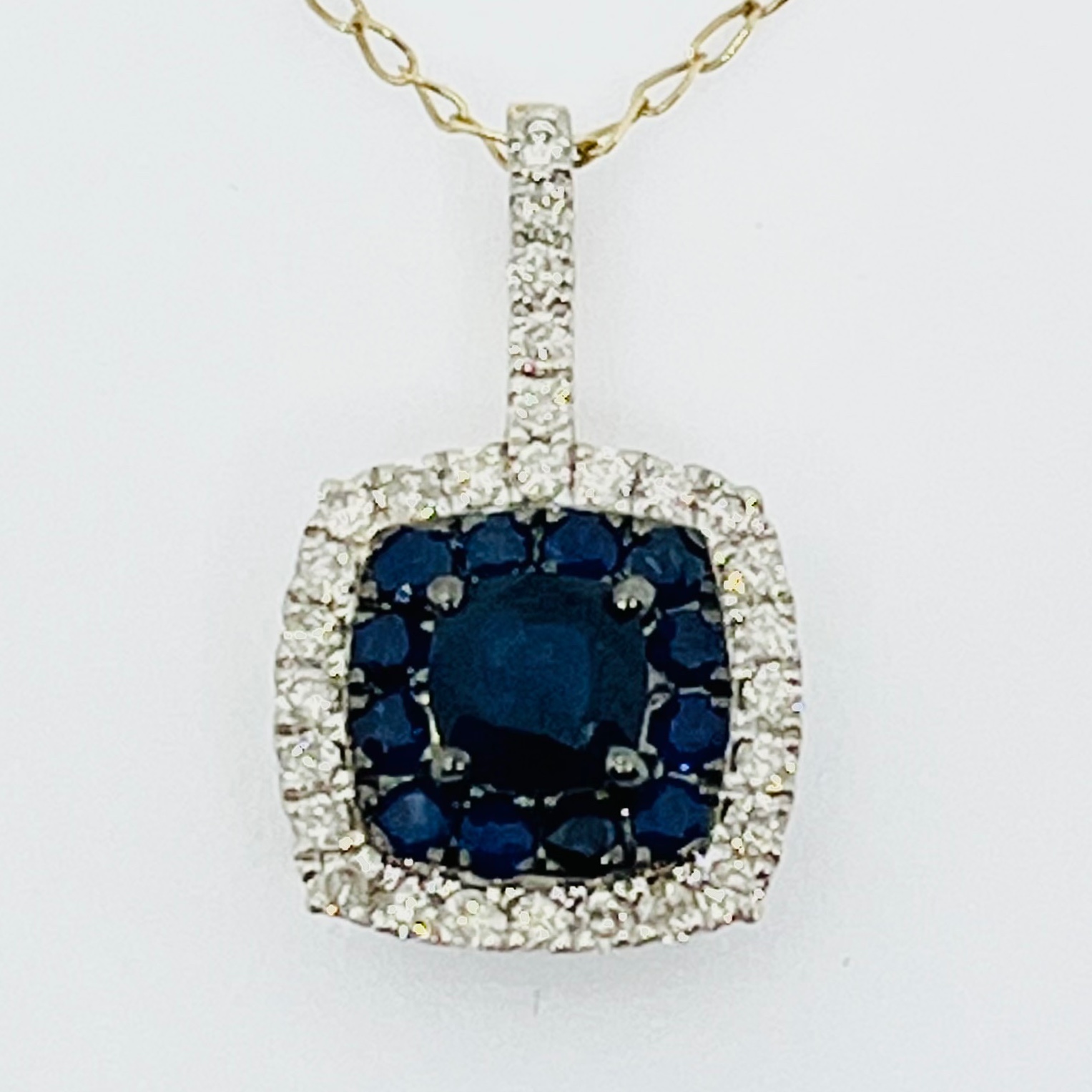 14K Sapphire Cushion Pendant