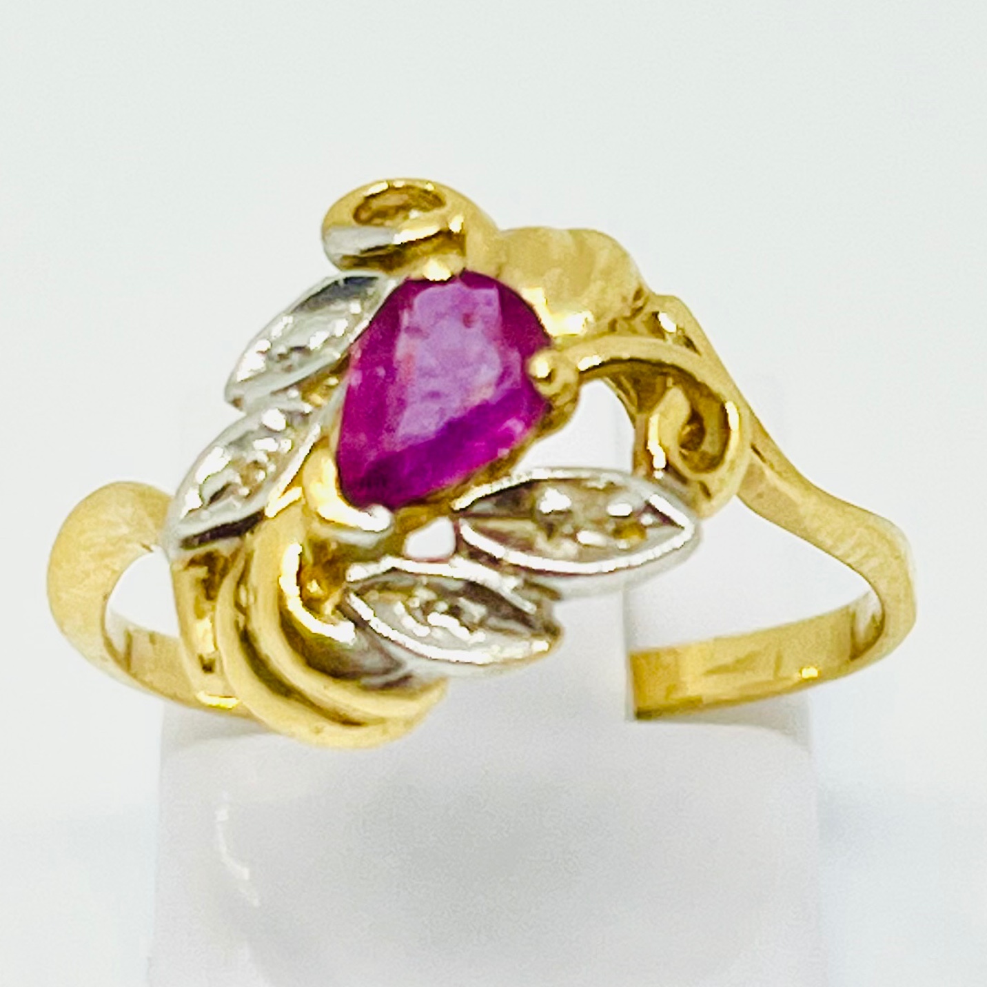 14K Ruby Pear Ring