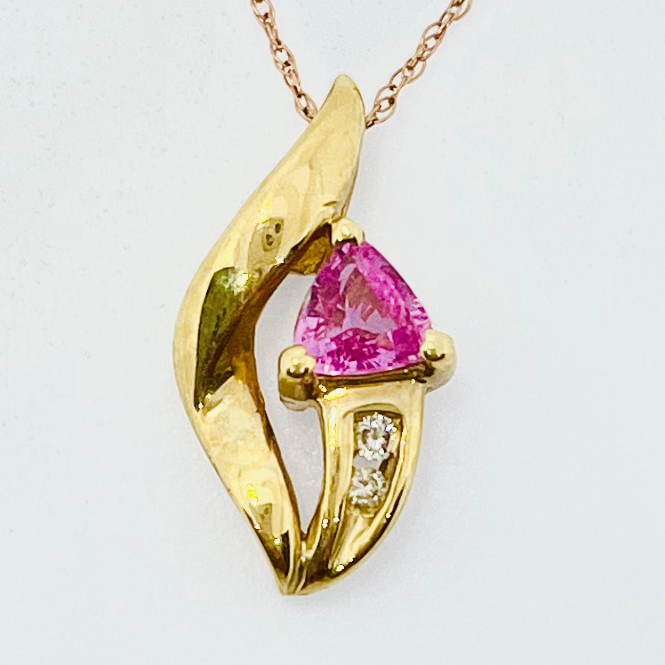 14K Synthetic Pink Gem Pendant