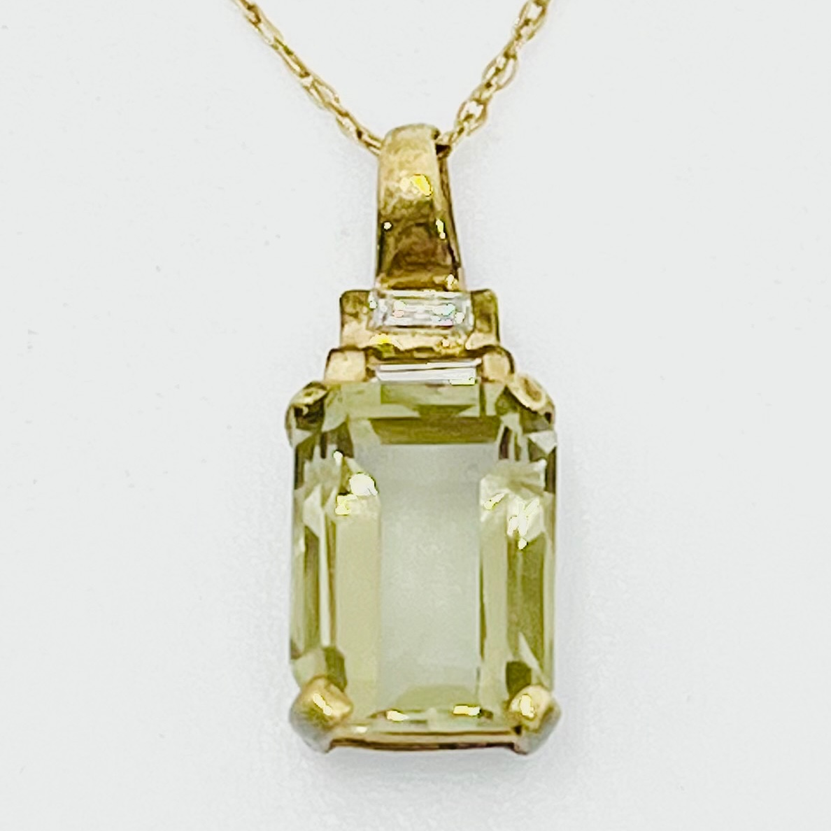 10K Natural Emerald Cut Pendant