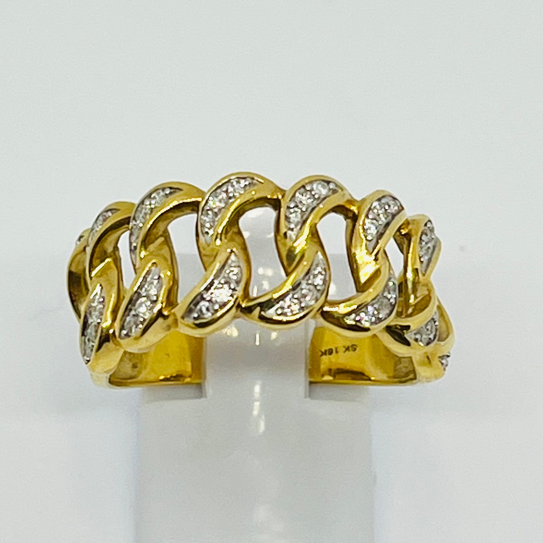 Diamond Cuban Style Men's Wedding Band