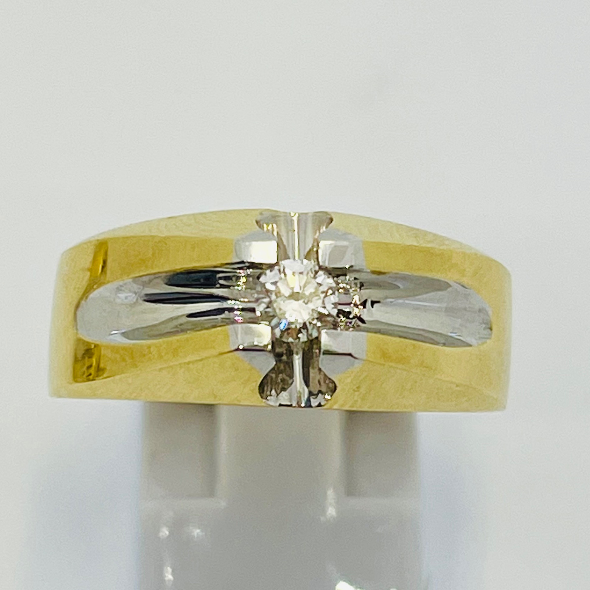 Solitaire Diamond Two Tone Men's Fashion Ring