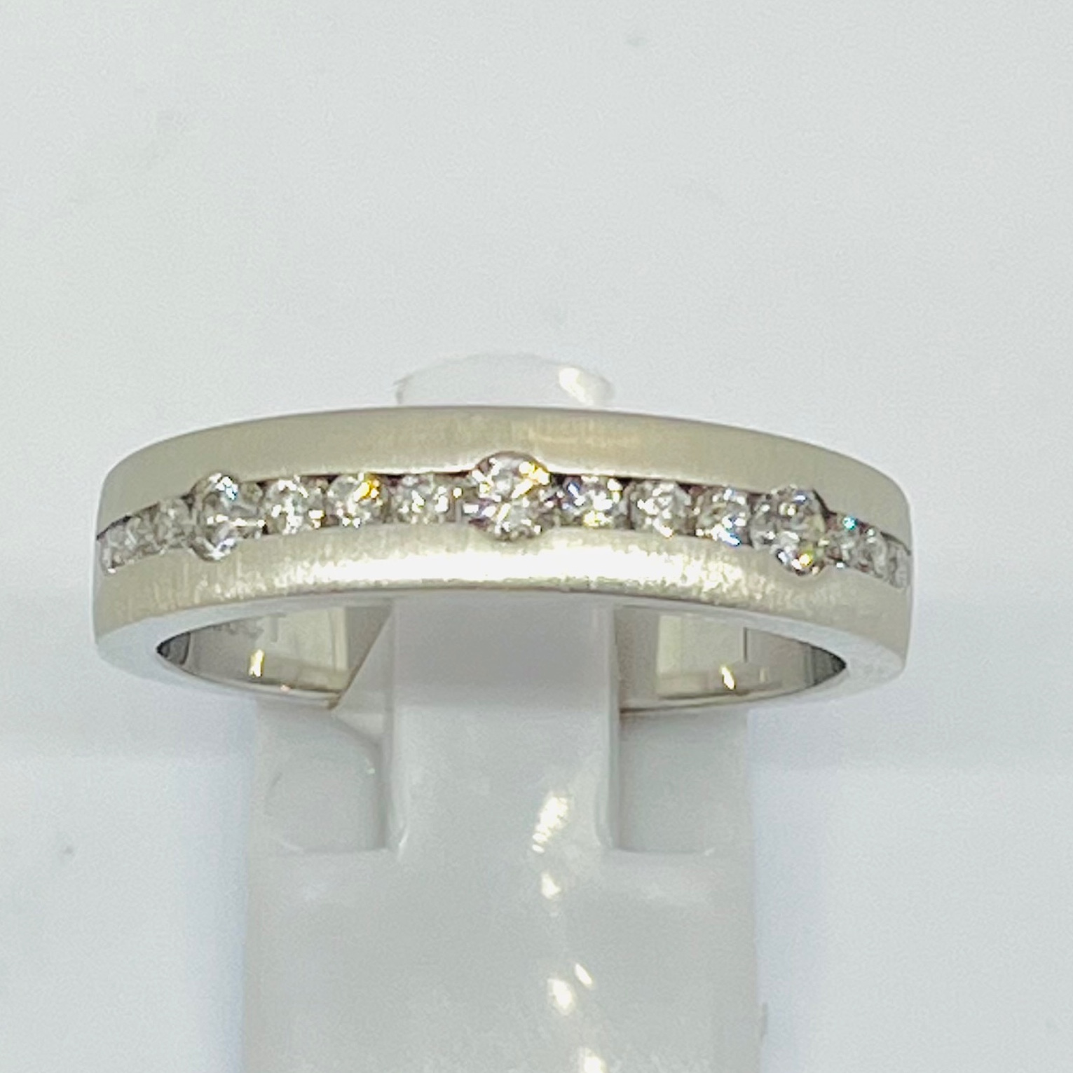 Diamond Matt Finish Mens Wedding Band