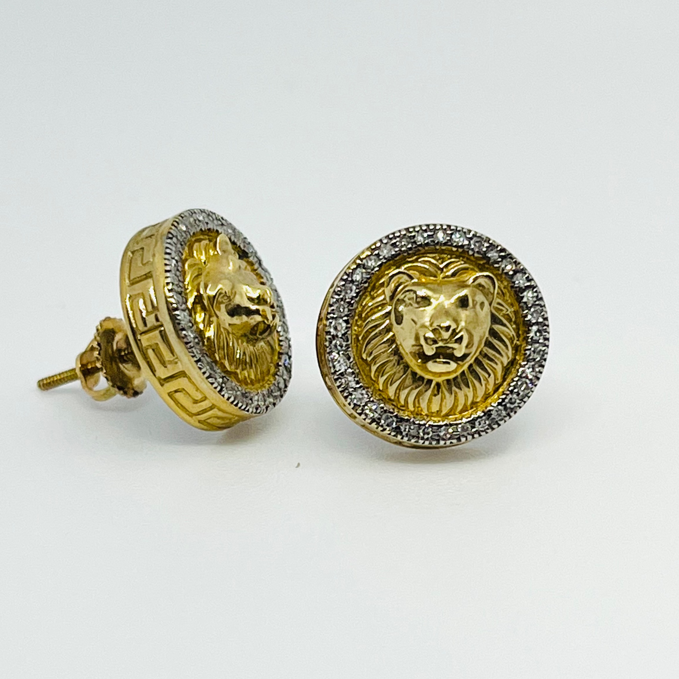 Diamond Lion Stud Earrings