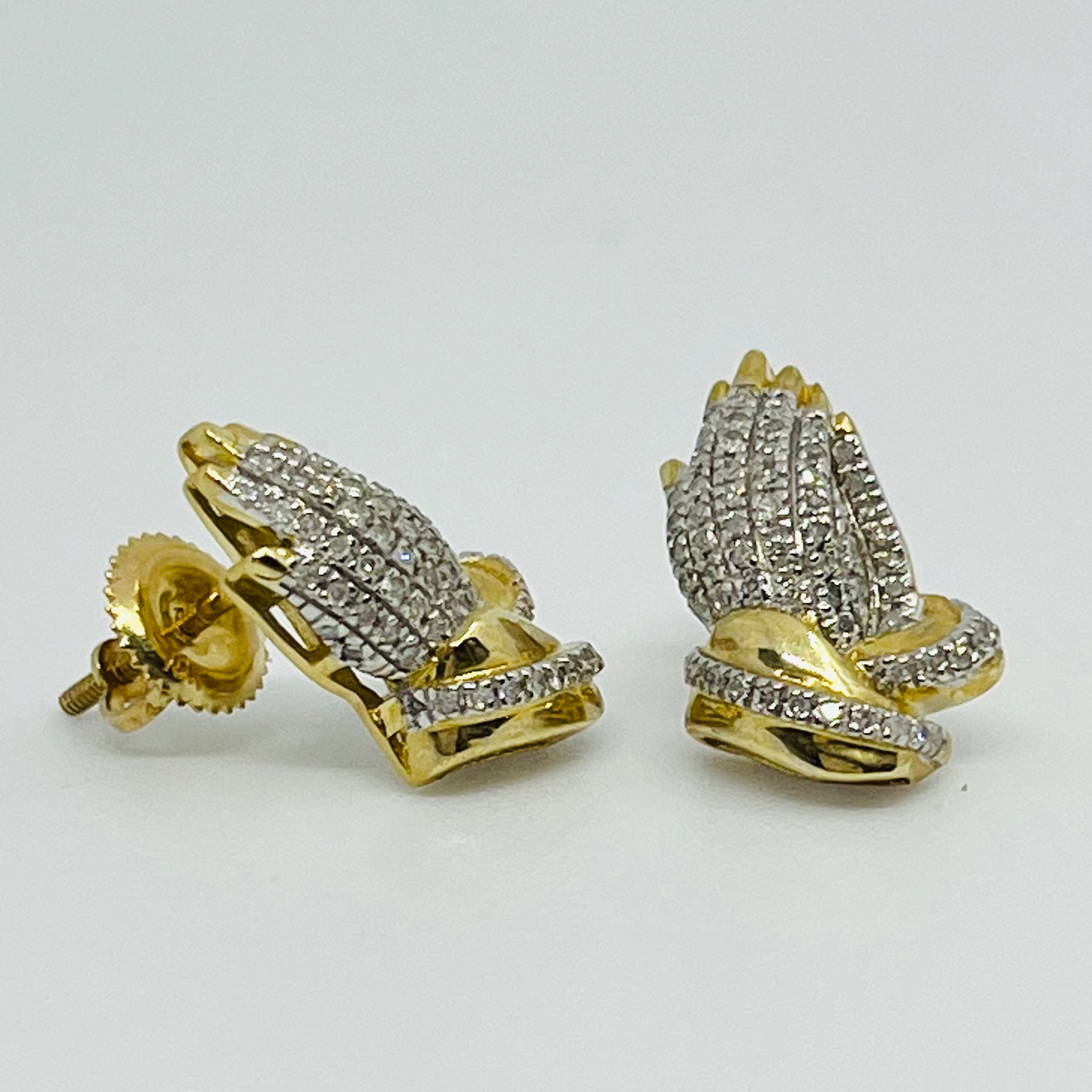 Praying Hands Diamond Stud Earrings