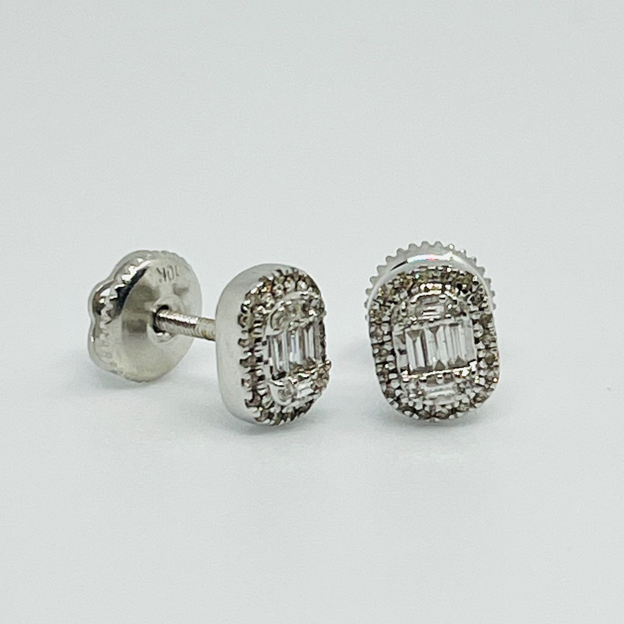 Rectangular Diamond Baguette Stud Earrings