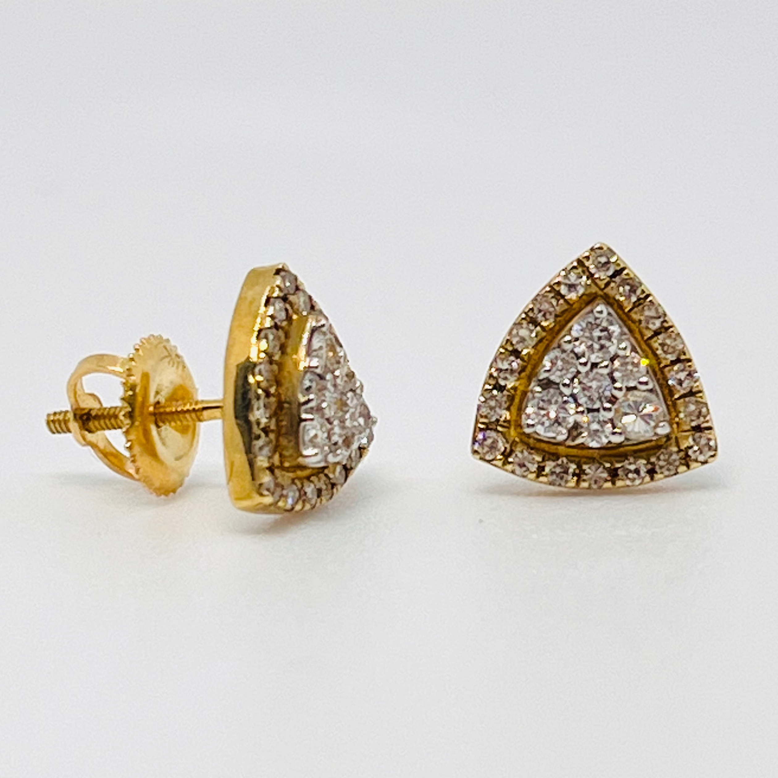 Multi-Stone Trillion Style Diamond Stud Earrings