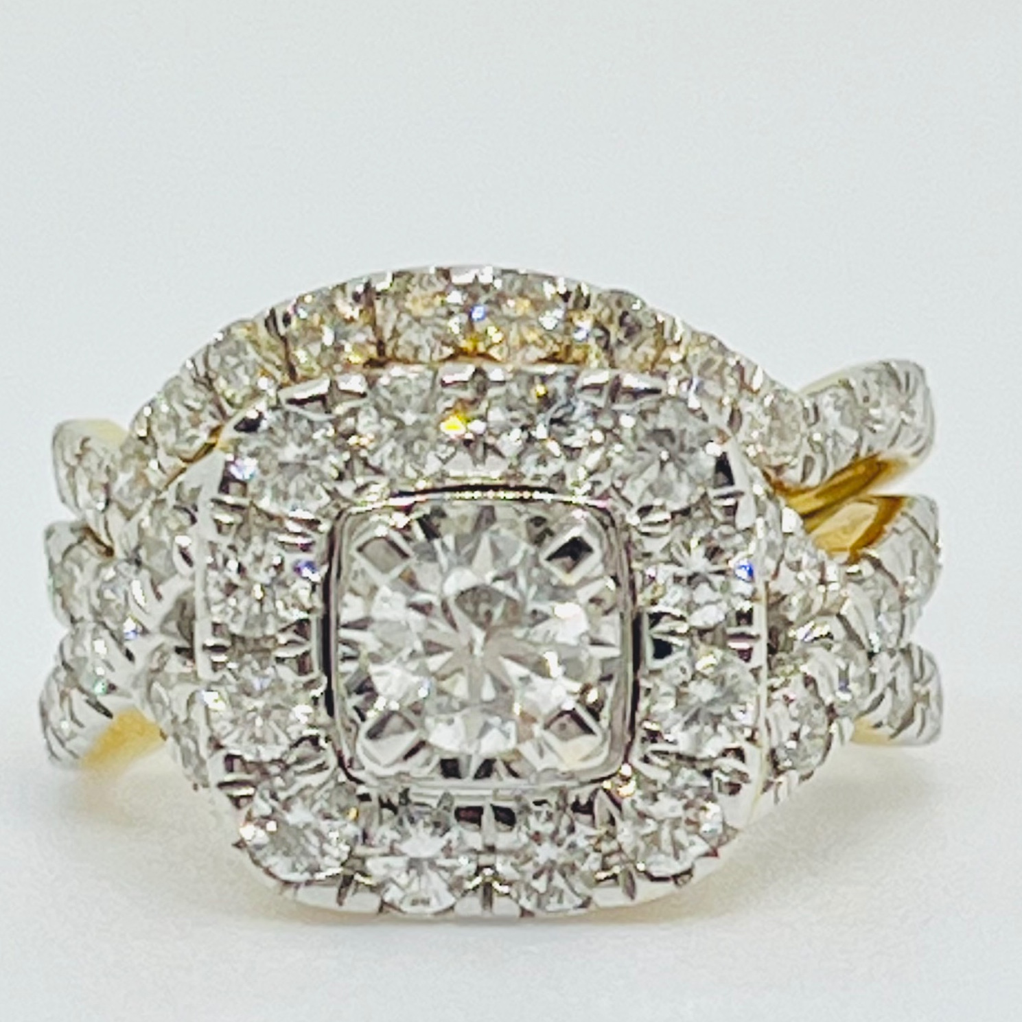 Solitaire with Halo Bridal Set