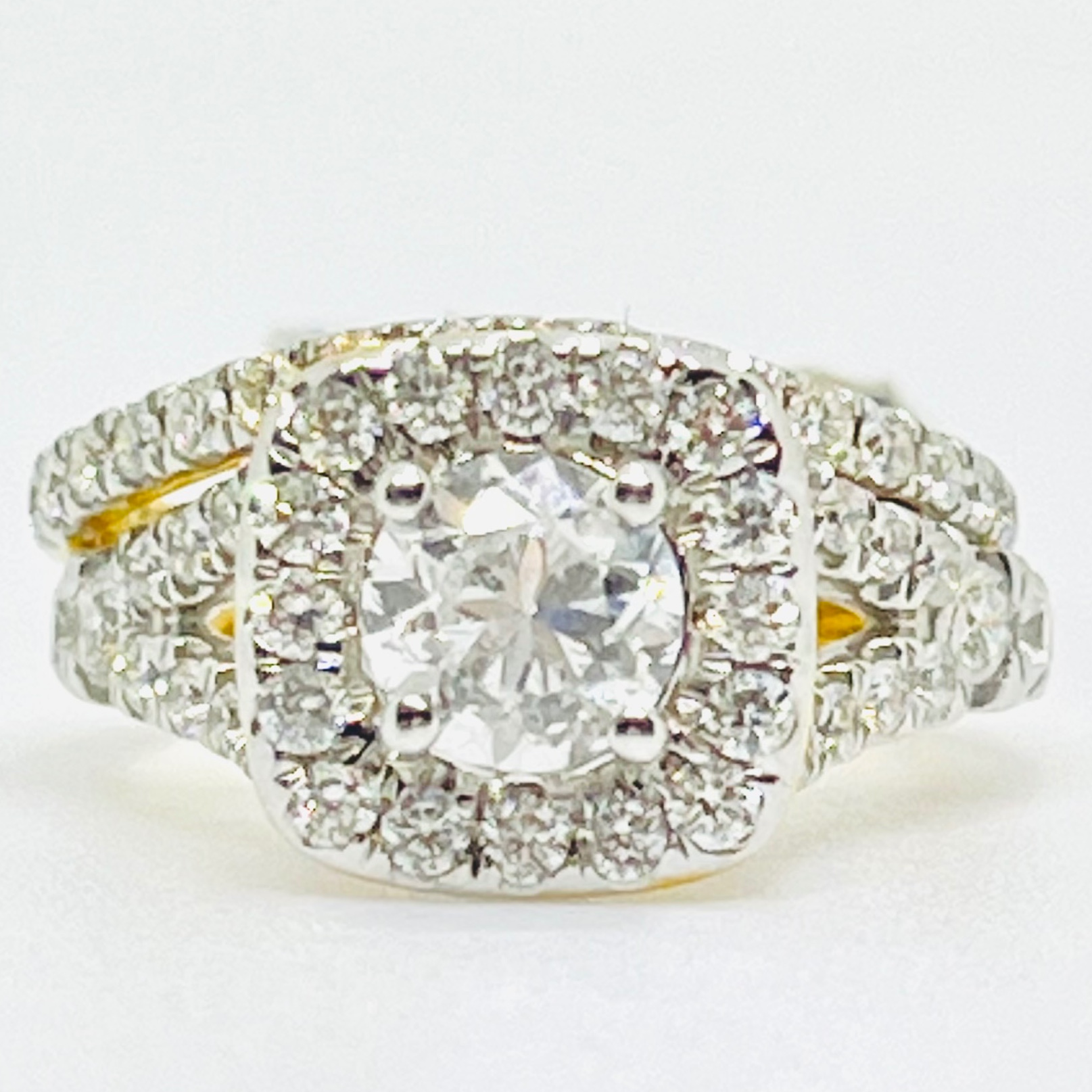 Solitaire With Halo Bridal Set