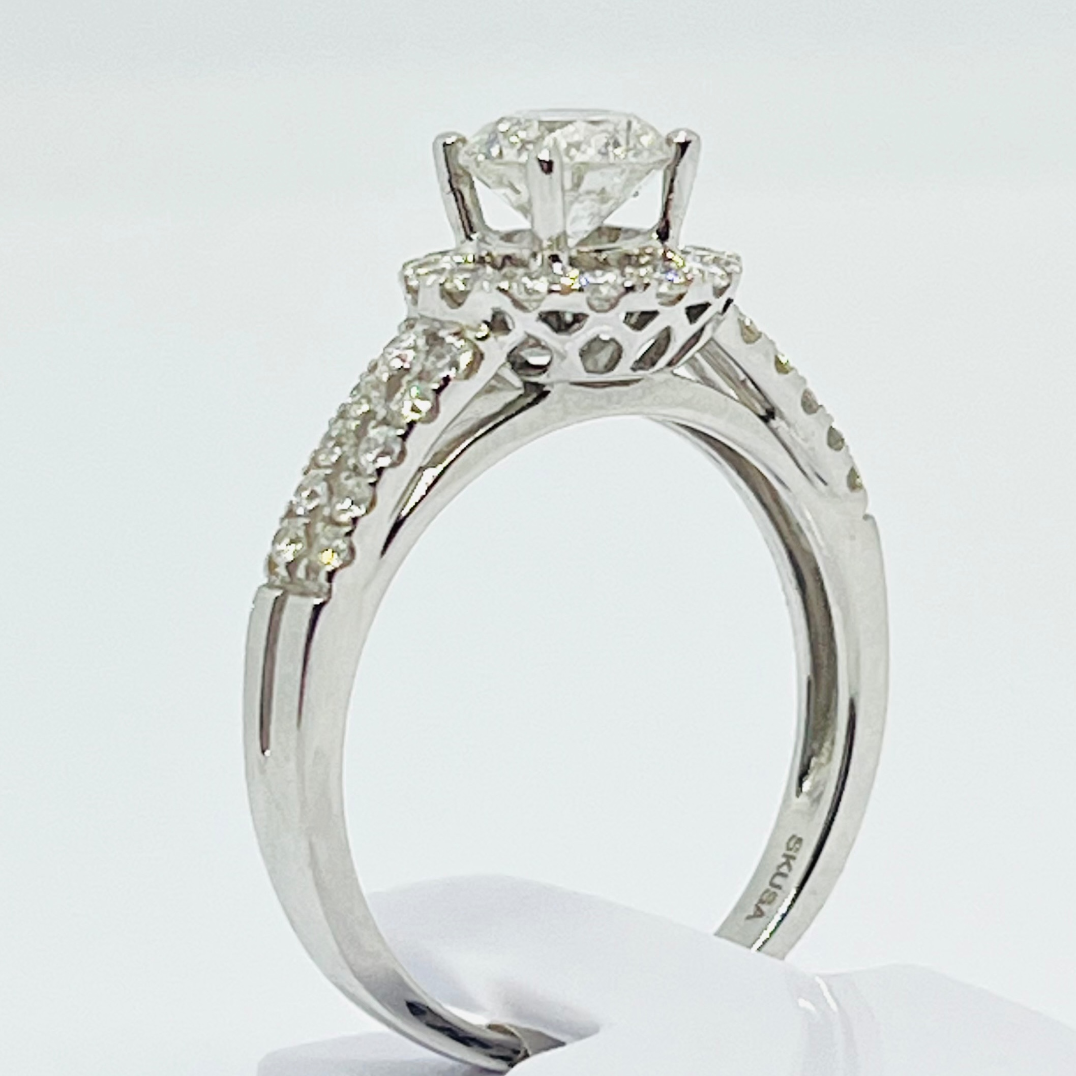 Solitaire with Halo Engagement Ring