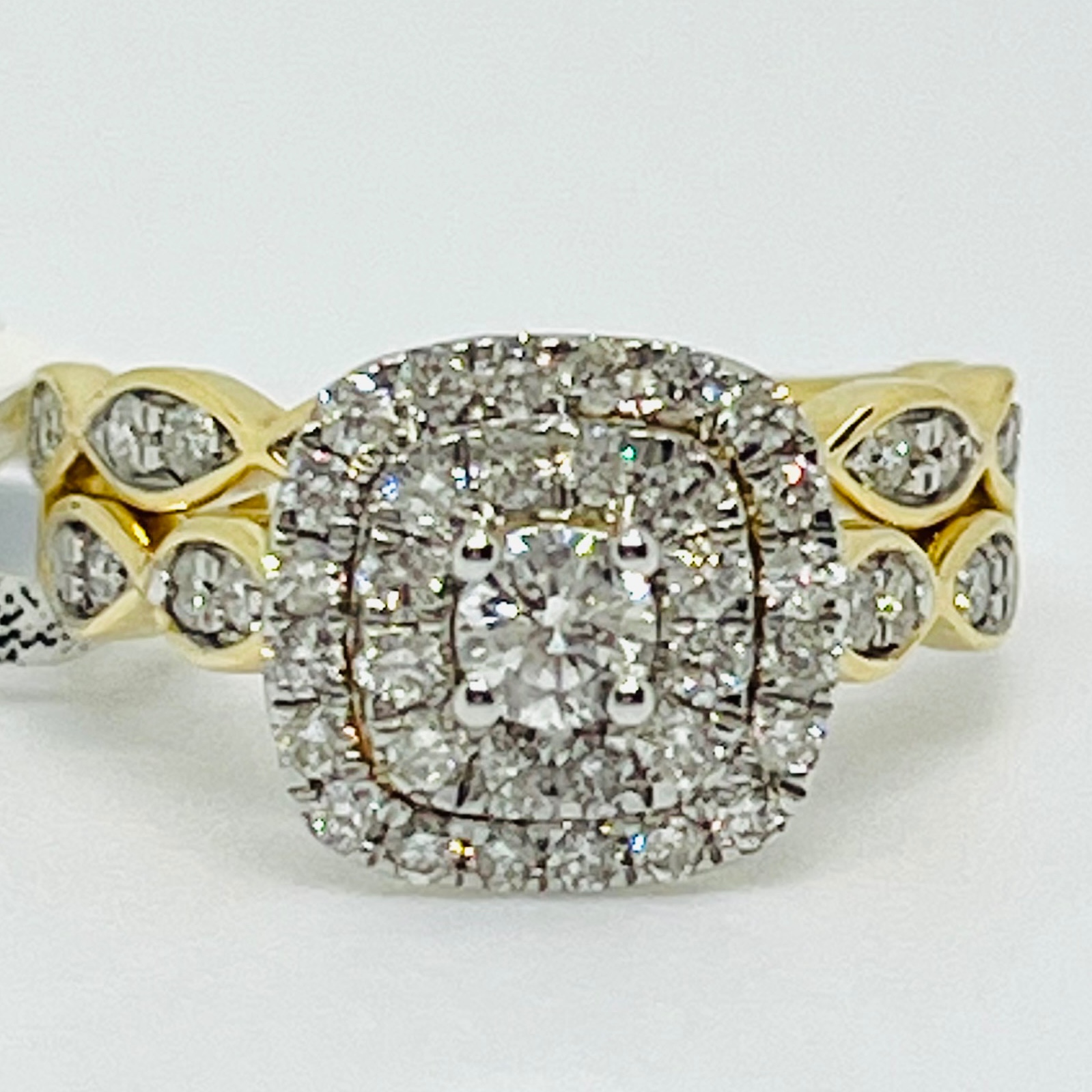 Cushion Style Double Halo Bridal Set