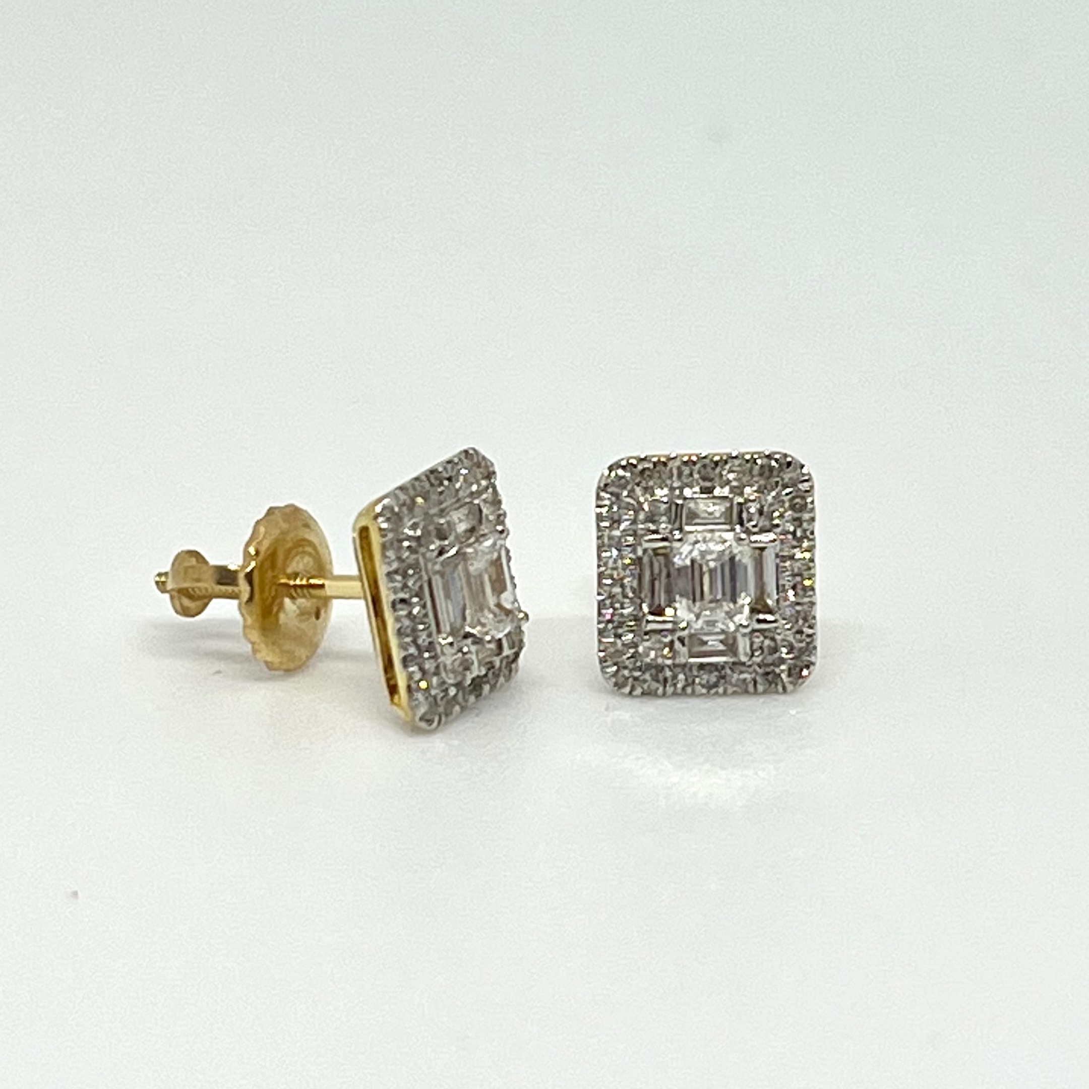 Rectangular Multi Stone Baguette Stud Earrings