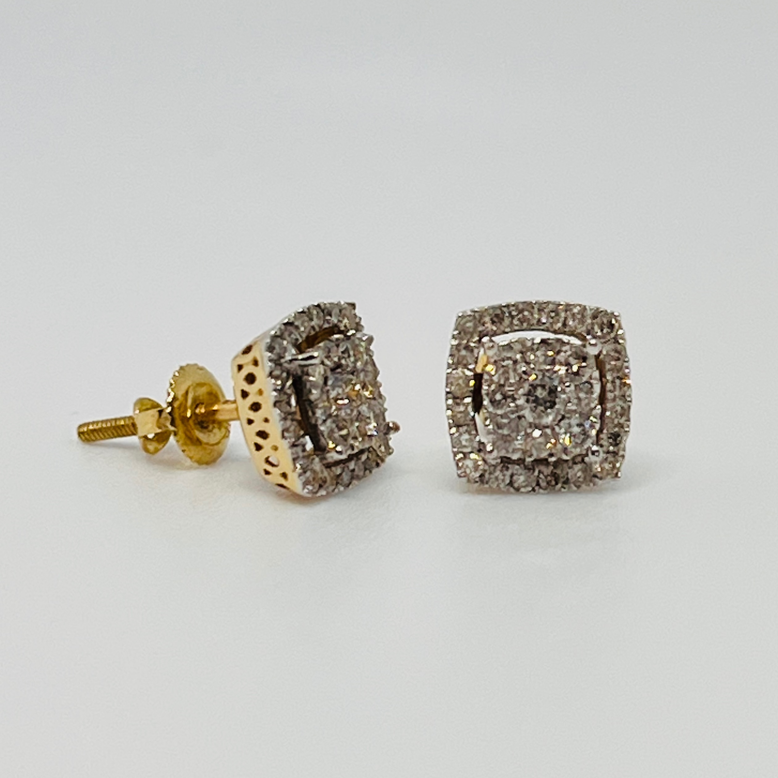 Multi-Stone Cushion Style Diamond Stud Earrings