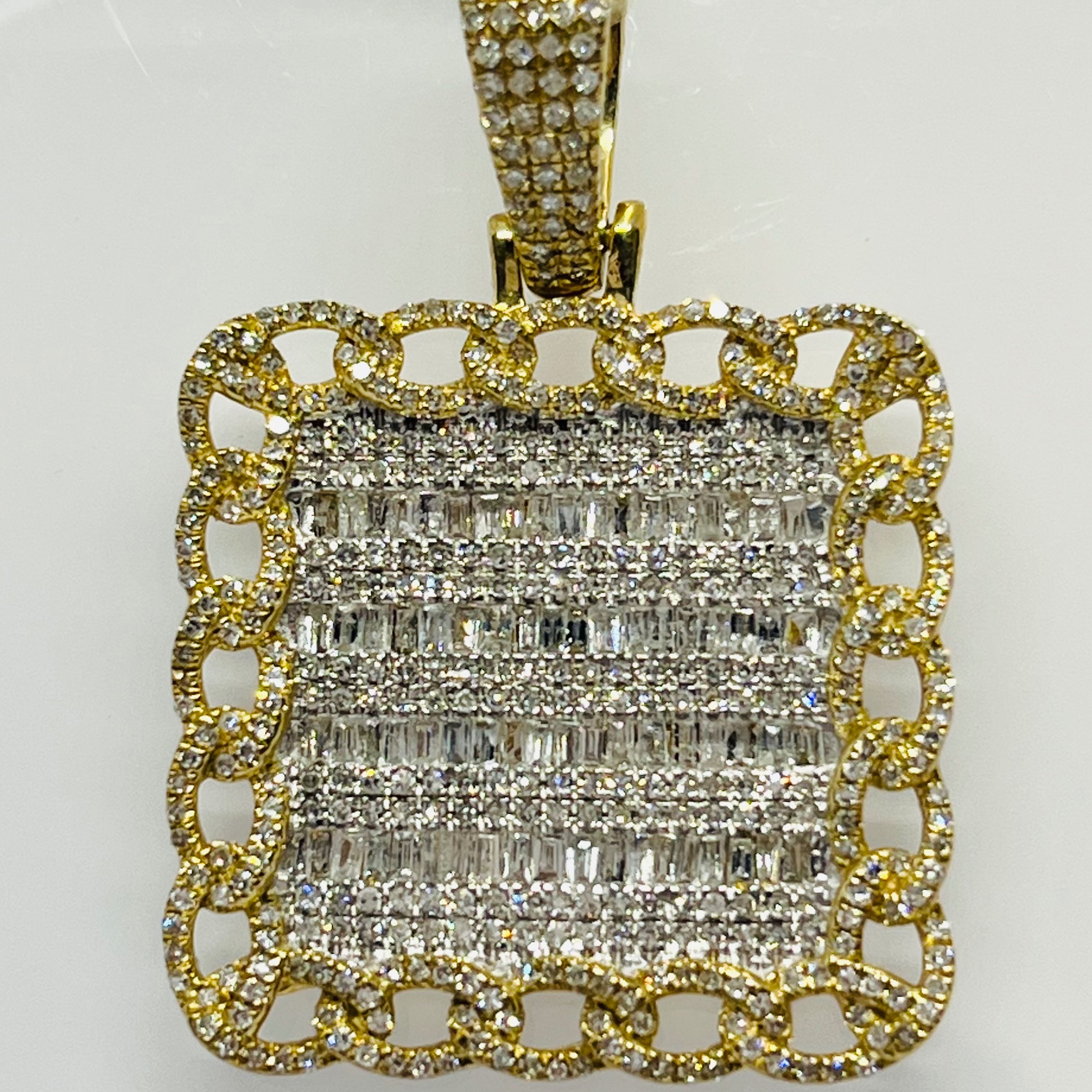 Square Baguette Diamond Pendant
