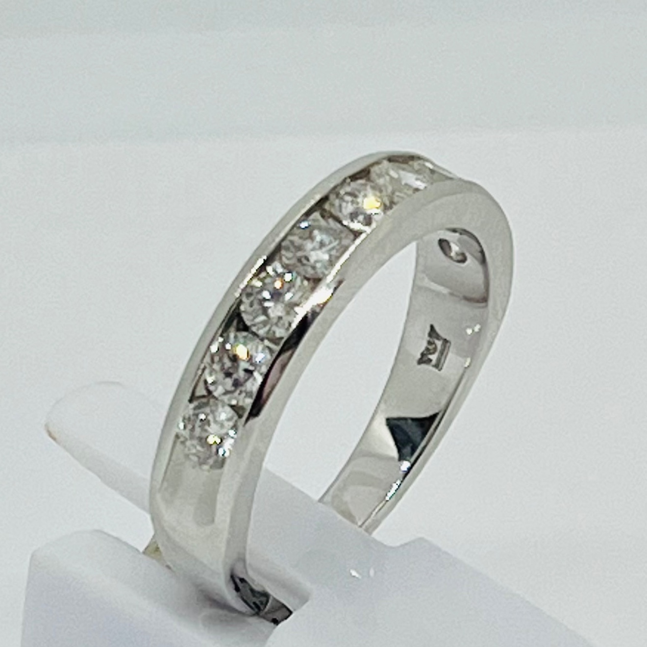 Ladies 14K White Gold Diamond Channel Wedding Band