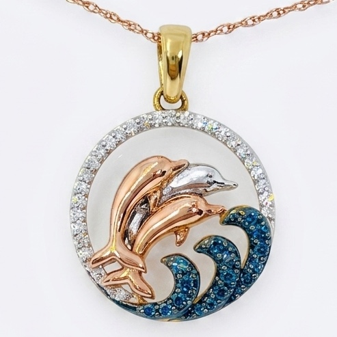 Blue Diamond Dolphin Pendant