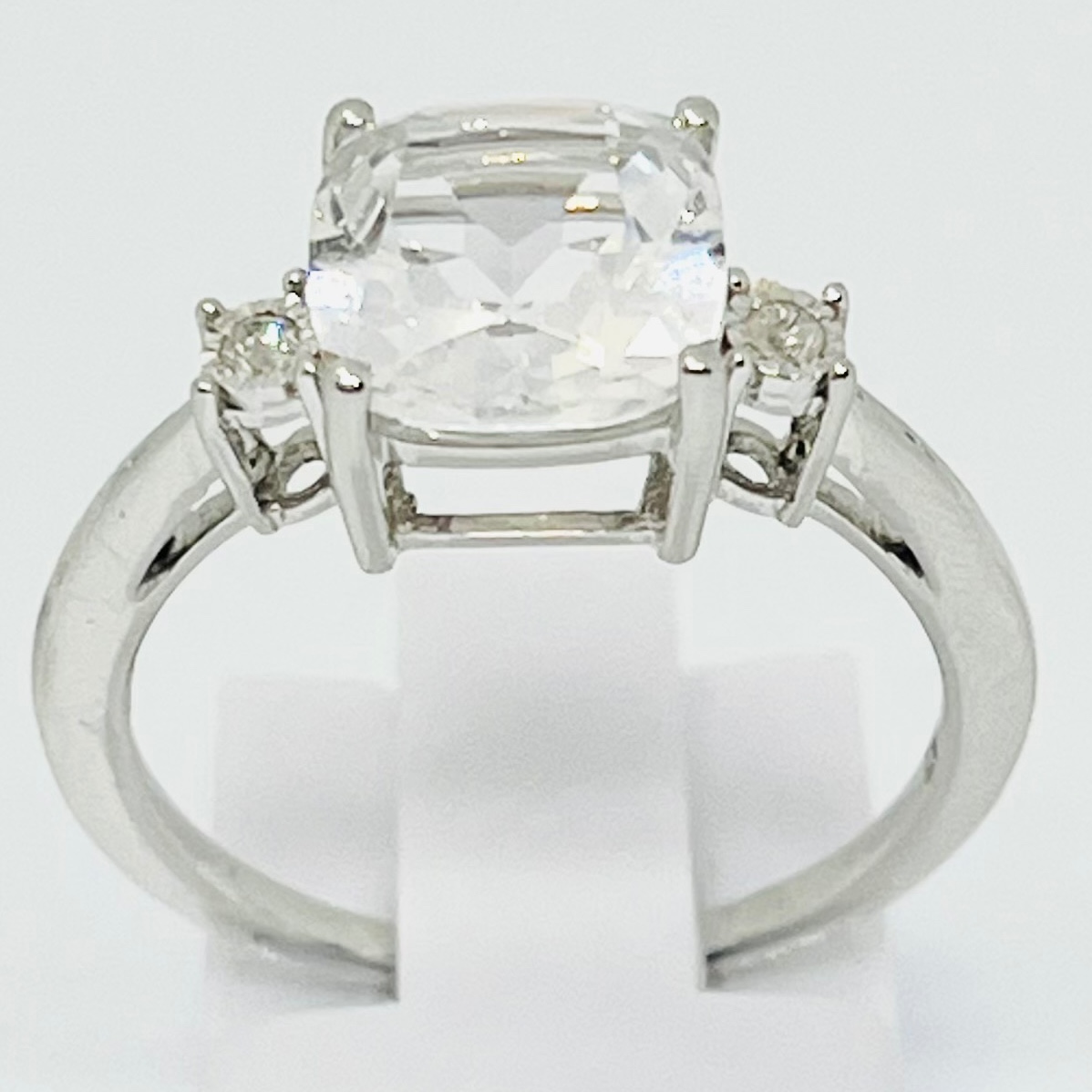 10K Cushion CZ Gemstone Ring