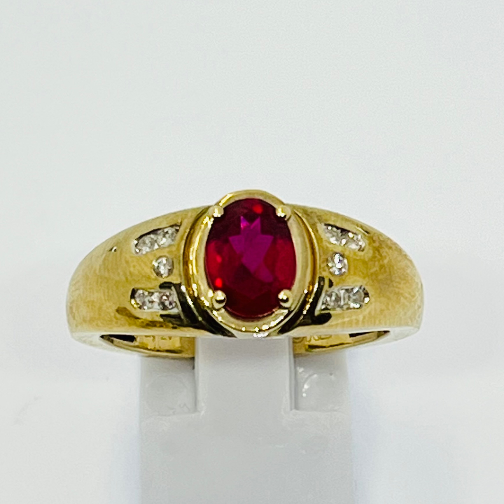 Diamond with Oval Ruby Men's Fashion Ring