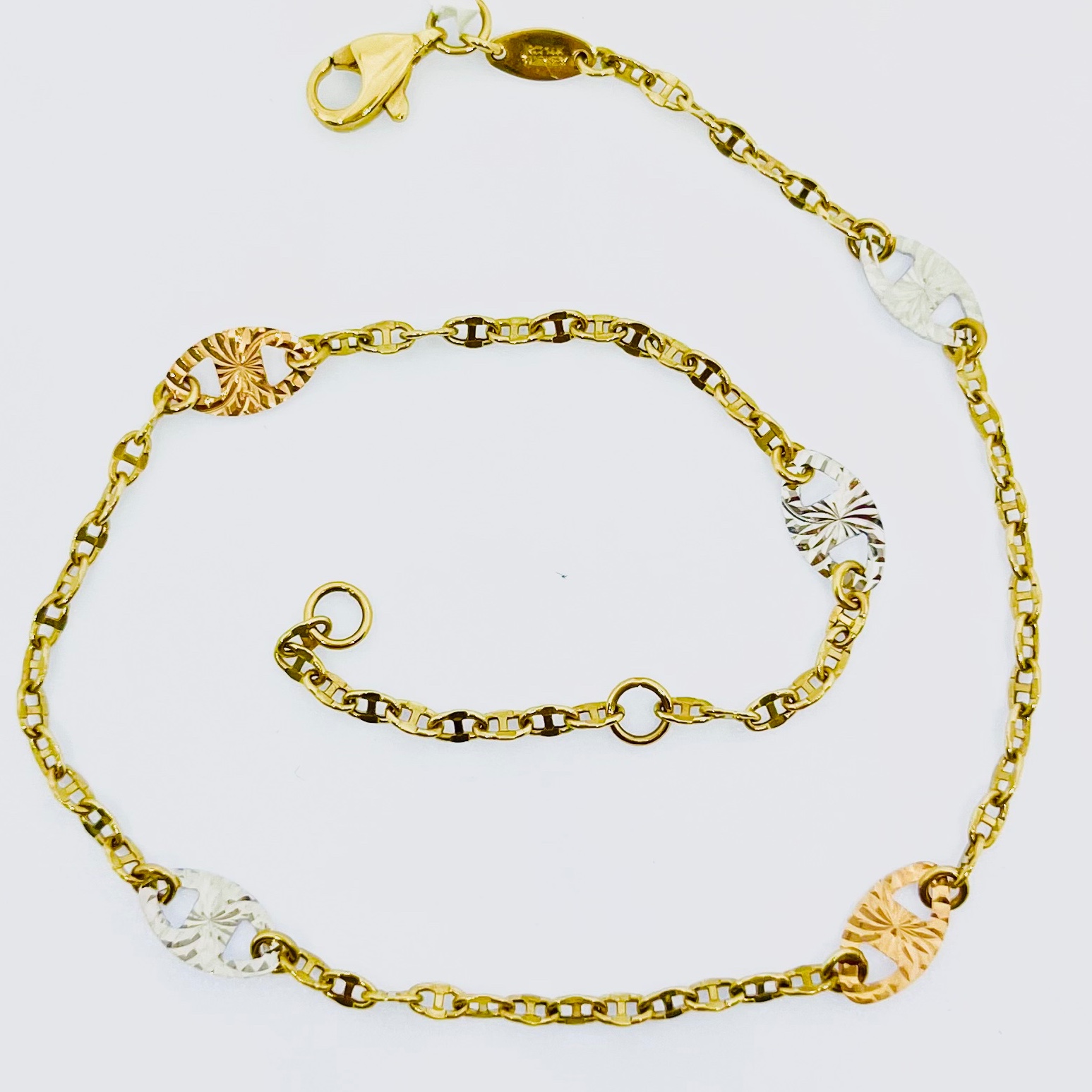14K Two Tone Gold Anklet
