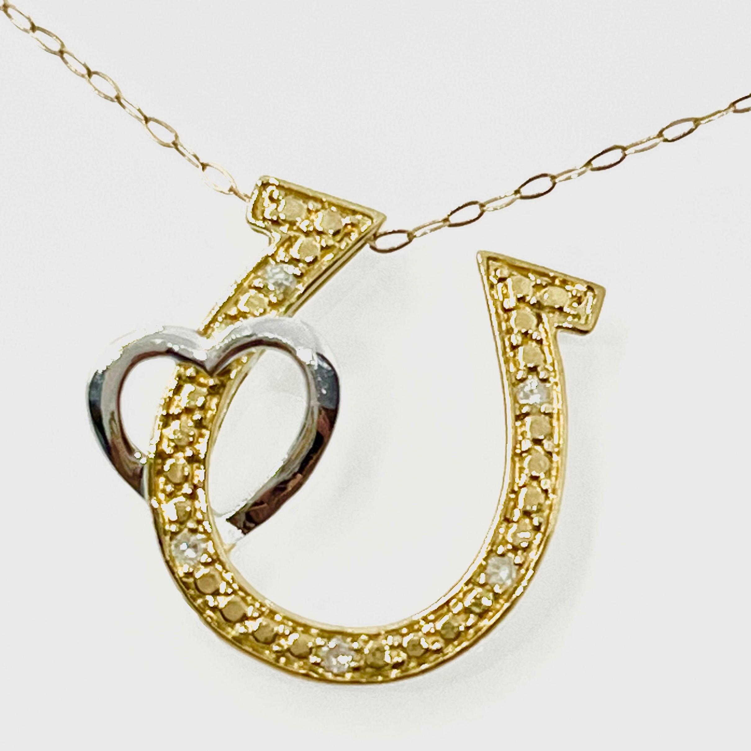 Diamond Heart Horseshoe Pendant