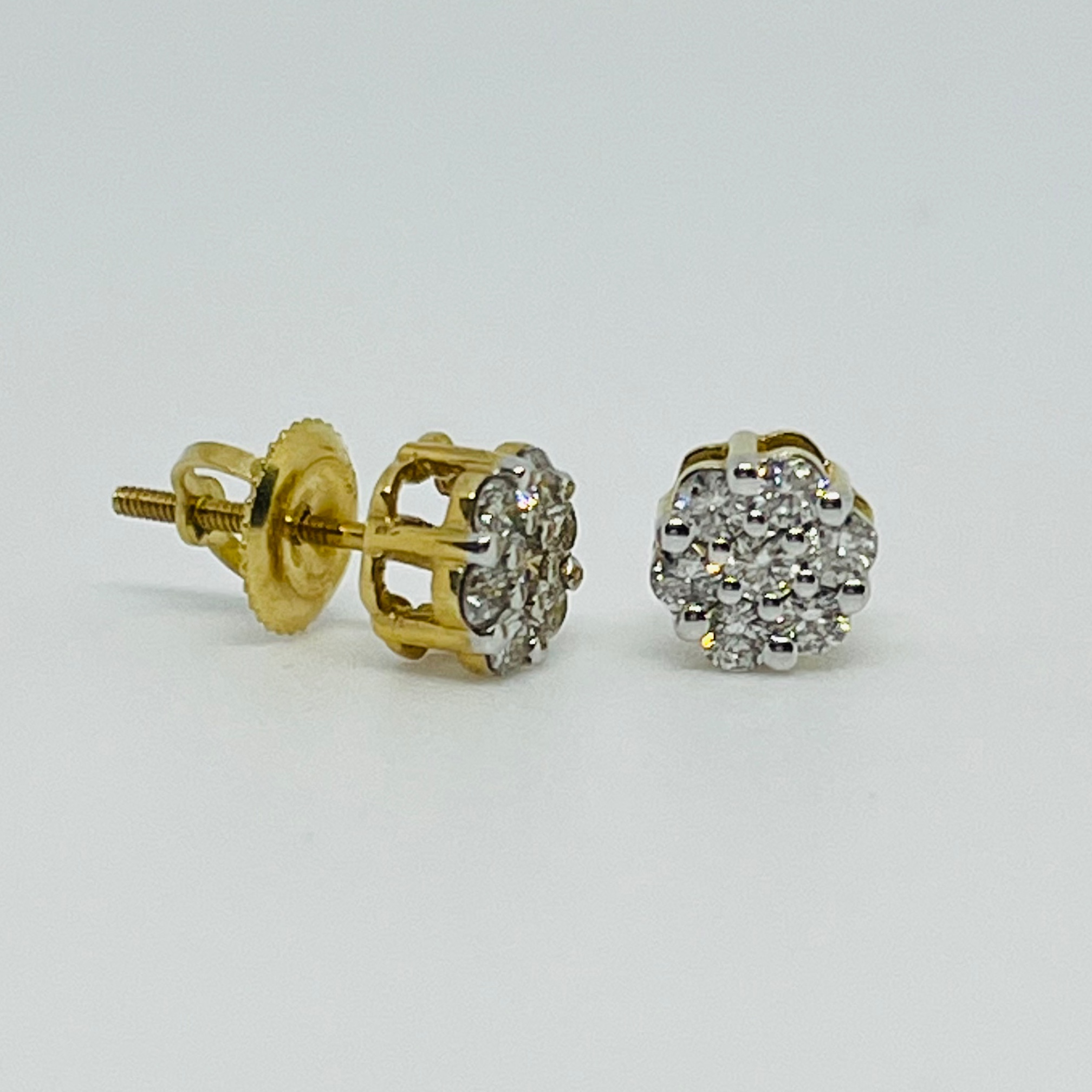 Diamond Flower Stud Earrings